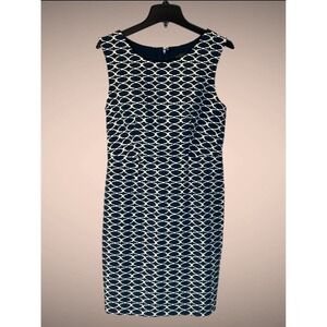 The Limited Sheath Dress Sleeveless Navy Blue White Patterned Career Size 6‎